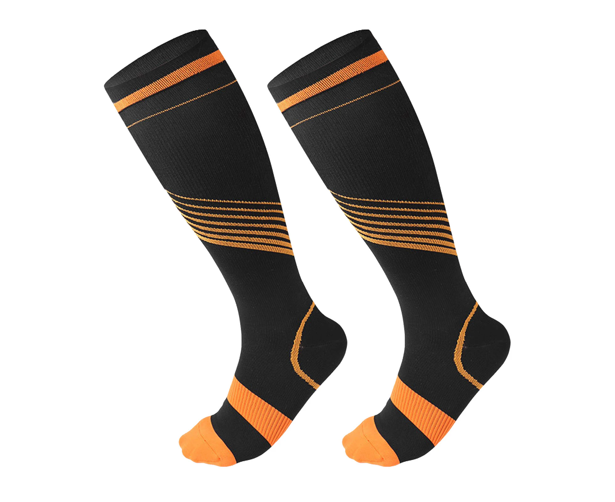 1Pair Compression Socks Wear Resistant Anti Slip Fits Tightly Compression Socks Color Striped for Exercise - Orange L