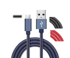 USB Type C Cable, USB C to USB A Charger Fast Charge Cord 25cm - Blue