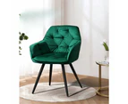 Set of 2 Calivia Dining Chairs Kitchen Chairs Upholstered Velvet Green