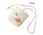 aerkesd Straw Fashion Children Mini Cartoon Wallet Beach Crossbody Shoulder Hanging Bag-Beige 1 - Beige