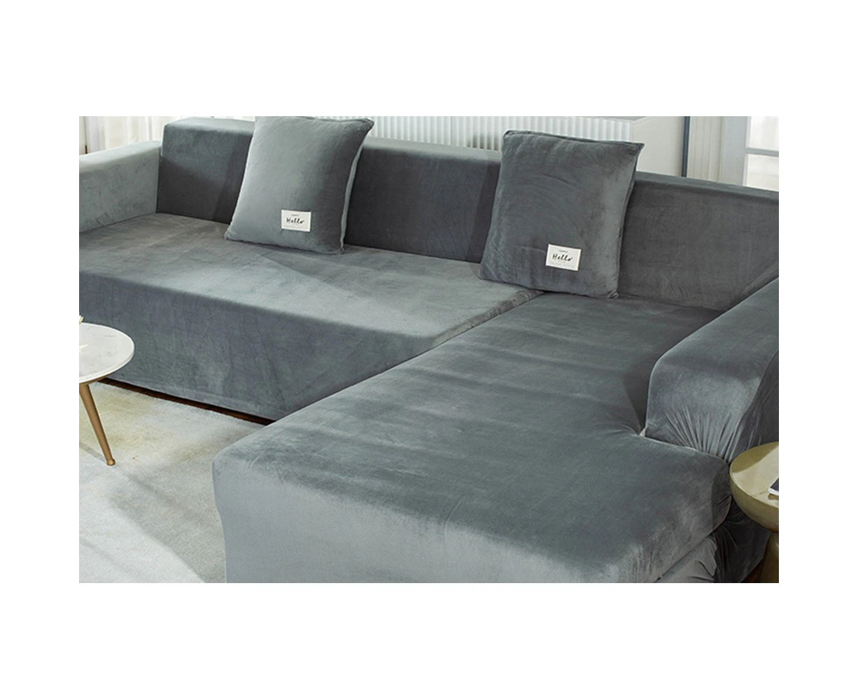 Biwiti Fleece Stretch Sofa Couch Cover Sofa Slipcover Protector -Gray / Single Seat