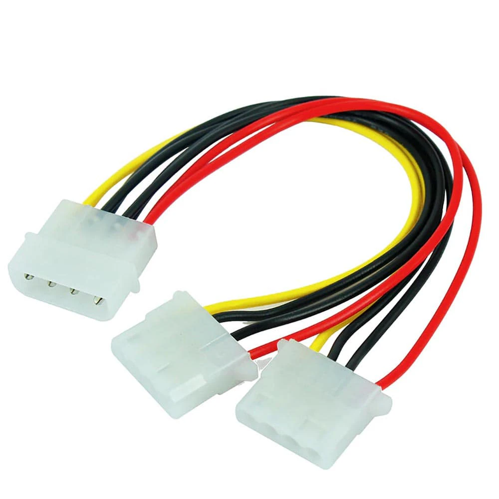 4 Pin IDE Molex Power to 2 Molex Splitter Y Power Extension Cable