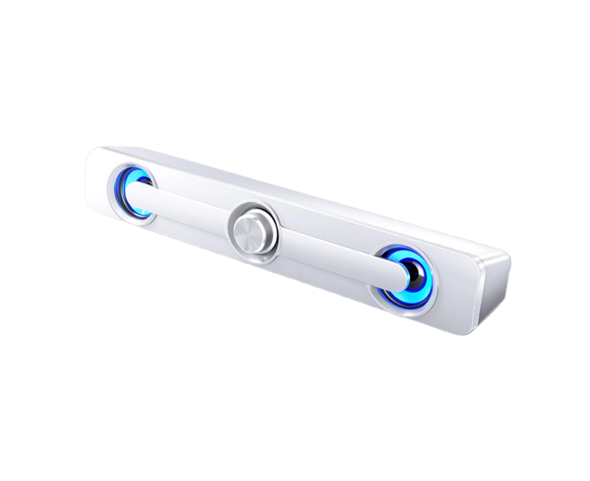 Bluetooth Sound Bar Stereo LED Light Subwoofer Speaker for Computer TV Phone - White with Bluetooth