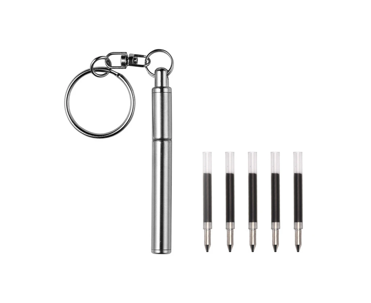 Portable for Key Ring Stainless Steel Telescopic Pen Telescoping Ballpoint Pens