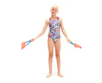Speedo Girl's Digital Allover Splashback Swimsuit - Navy/ Red/ Blue/ Violet/ Yellow