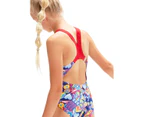 Speedo Girl's Digital Allover Splashback Swimsuit - Navy/ Red/ Blue/ Violet/ Yellow