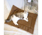 Leiou Cat Mat Winter Self Warming Soft Washable Pet Cat Calming Bed Folding Cushion for Indoor-Coffee