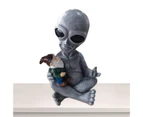 Andre' and Fritz Friendship Alien Garden Staue Friendship Stories Alien and Gnome Garden Statue Resin Meditating Alien Sculptures Decorations