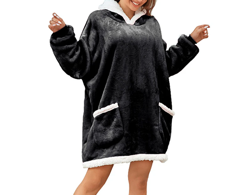 Sherpa Hoodie Blanket Hooded Blanket Oversized Wearable Throw Blanket-