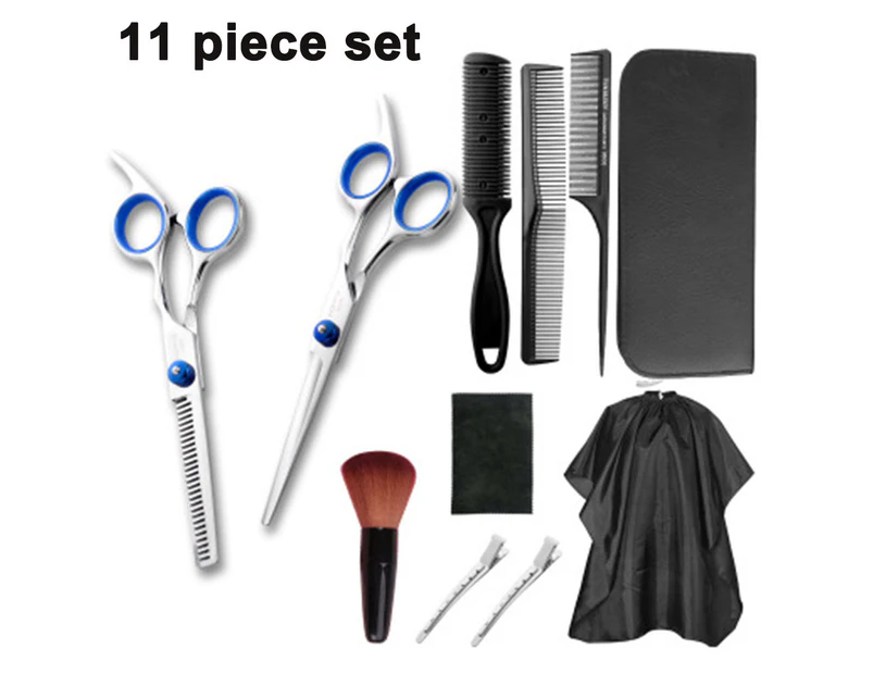 Professional Hair Cutting Scissors Set, 11-Piece Barber Scissors Kit With Cutting Scissors, Thinning Scissors, Comb, Cape, Clips