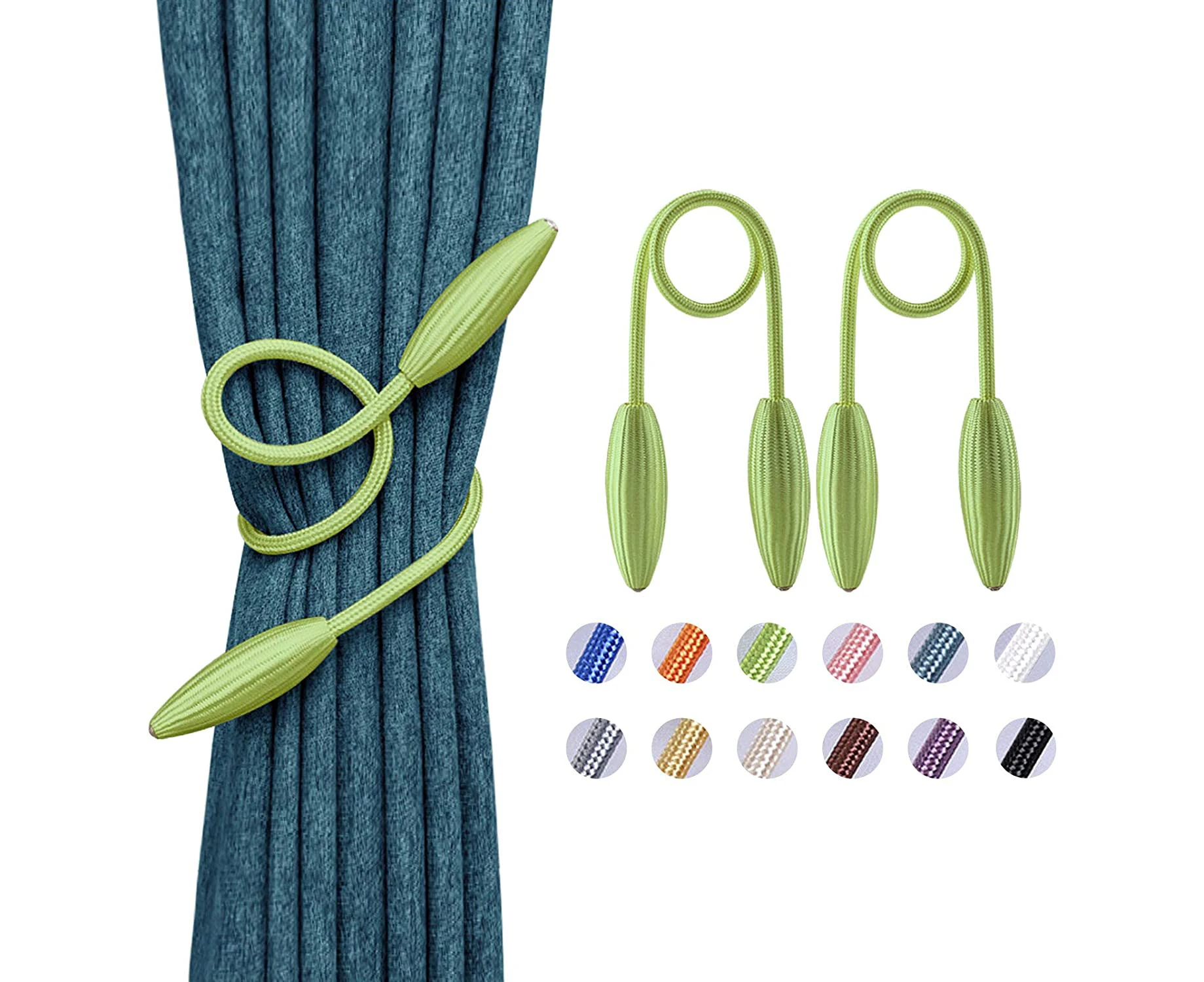 2 Pack DIY Curtain Tiebacks Clips Crystal Decorative Creative Twist Drape  for Home Kitchen Office Window Drapery Tender Green2 Pack