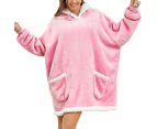 Sherpa Hoodie Blanket Hooded Blanket Oversized Wearable Throw Blanket-Pink