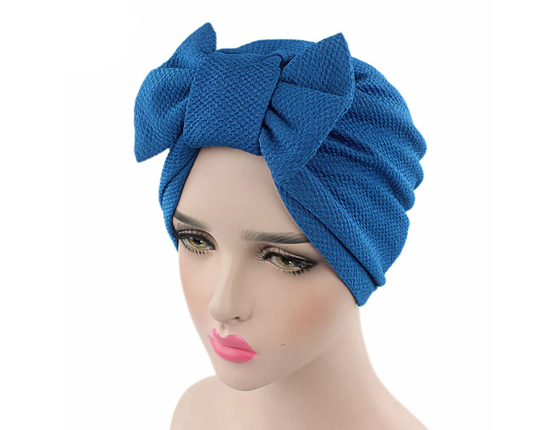 Fufu Hat Lovely Decorative Exquisite Women's Bowknot Turban for Women-Lake Blue