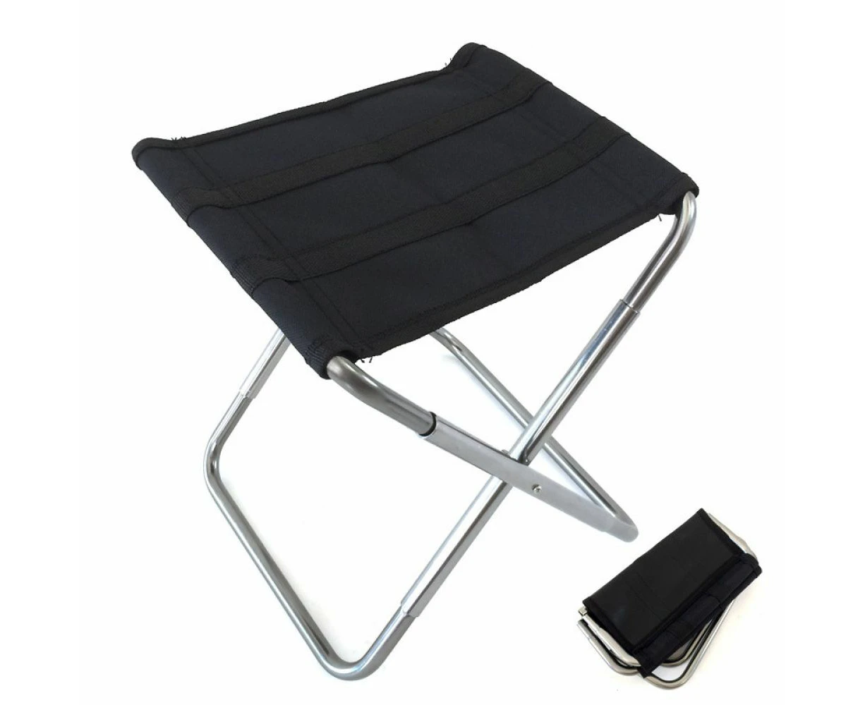 Folding Camping Stool,Portable Mini Folding Stool,With Carry Bag,Color: Black