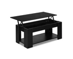 Lift Up Top Coffee Table Storage Shelf Black