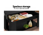 Lift Up Top Coffee Table Storage Shelf Black