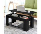 Lift Up Top Coffee Table Storage Shelf Black