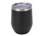 12Oz Stainless Steel Stemless Wine Glass Double Wall Vacuum Insulated Wine Cups With Lids For Coffee Cocktails Ice Cream Black