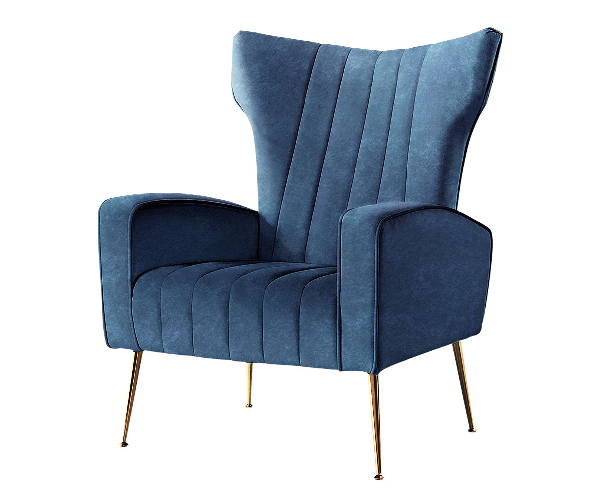 Armchair Lounge Accent Chairs Armchairs Chair Velvet Sofa Navy Blue Seat