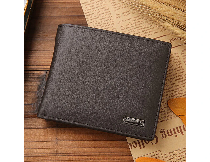 Mens Genuine Leather Wallet Cowhide Coin Purse Wallet Multiple Card Slots Black