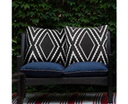 Outdoor Waterproof Boho Throw Pillow Covers Geometric Pillow Cases for Patio Garden Set of 2, 18 X 18 Inches -12x20-Black