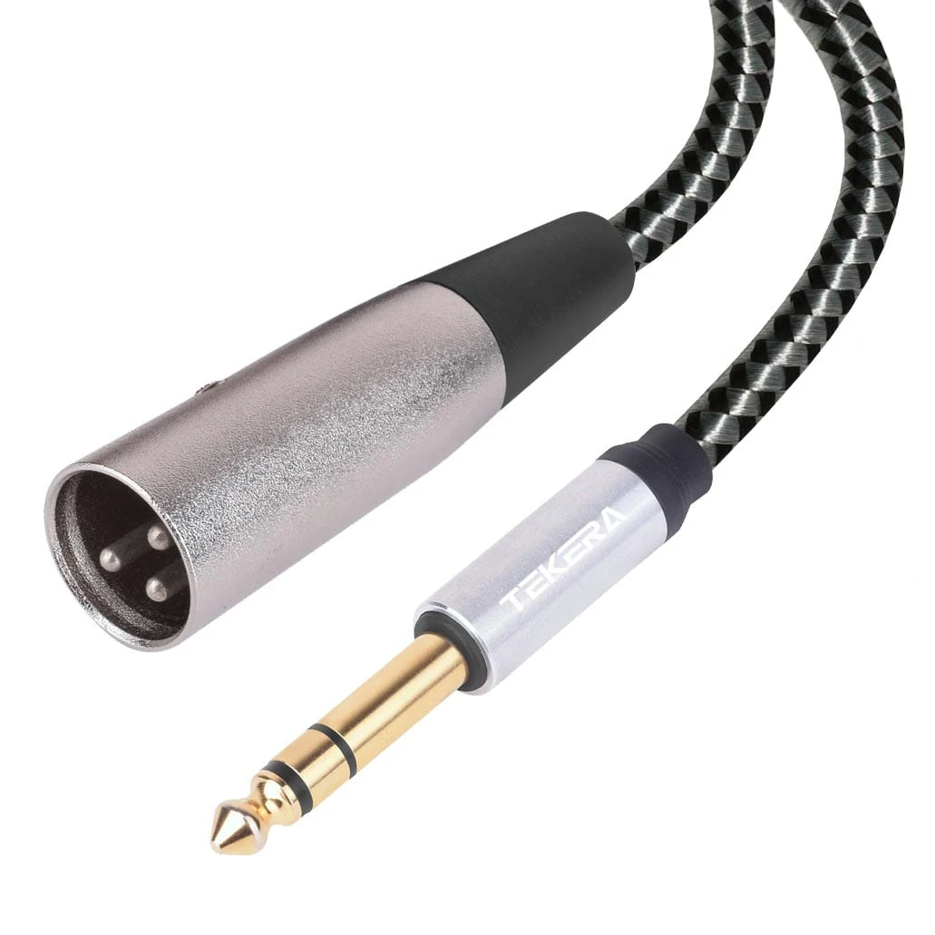 Balanced Male XLR to TRS 1/4" 6.35mm Microphone Stereo Jack Cable Lead - 3m