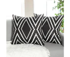 Outdoor Waterproof Boho Throw Pillow Covers Geometric Pillow Cases for Patio Garden Set of 2, 18 X 18 Inches -12x20-Black