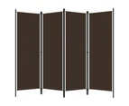 4 Panel Room Divider Privacy Screen Metal Stand Folding Dividers Fabric Brown