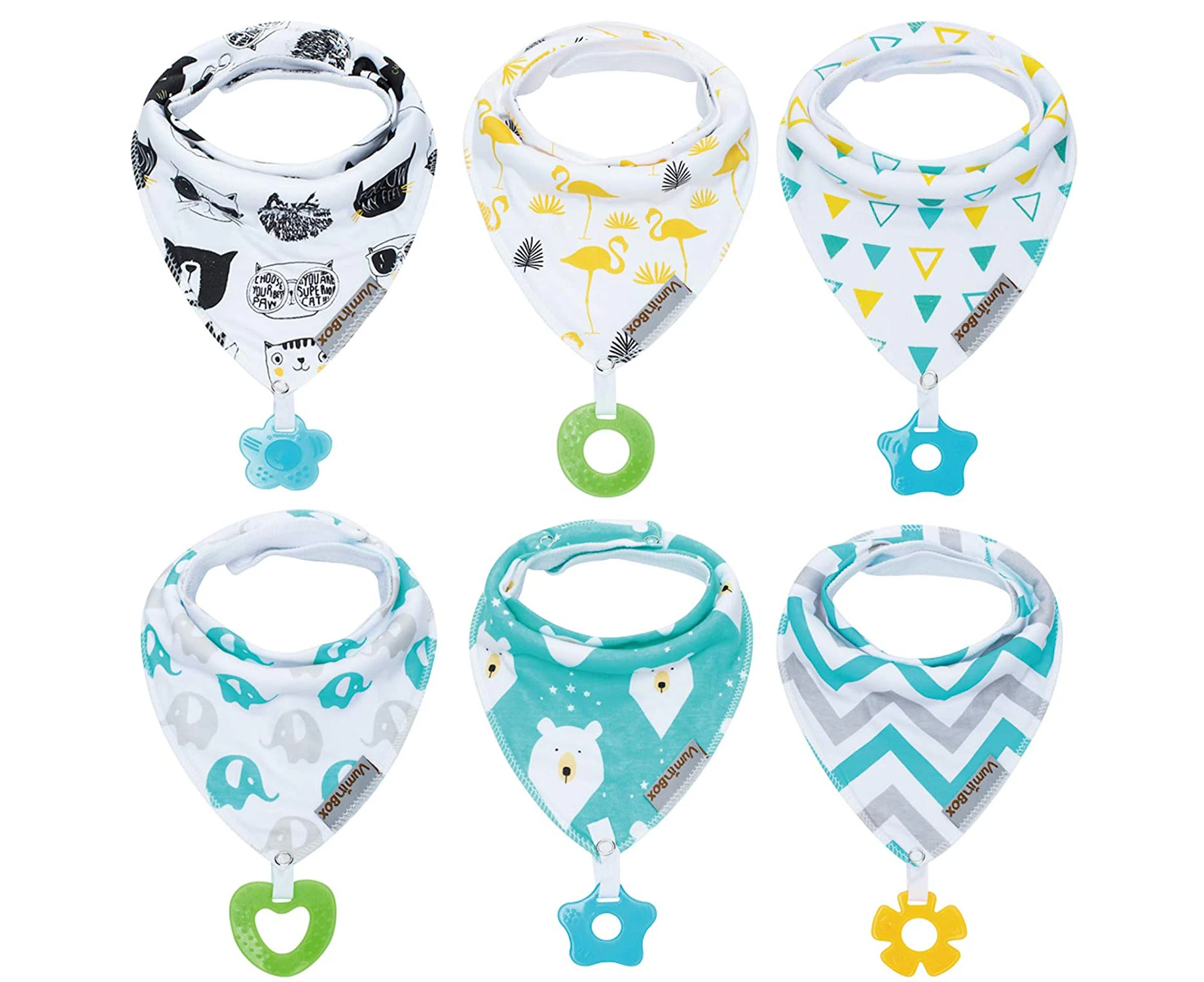 Baby Bandana Drool Bibs 2-Pack And Teething Toys 2-Pack Made With 100% Organic Cotton, Absorbent And Soft Unisex - Bibs Set-A