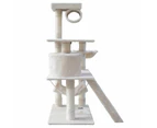 Cat Tree Scratching Post Tower House Furniture Wood Beige - 141cm
