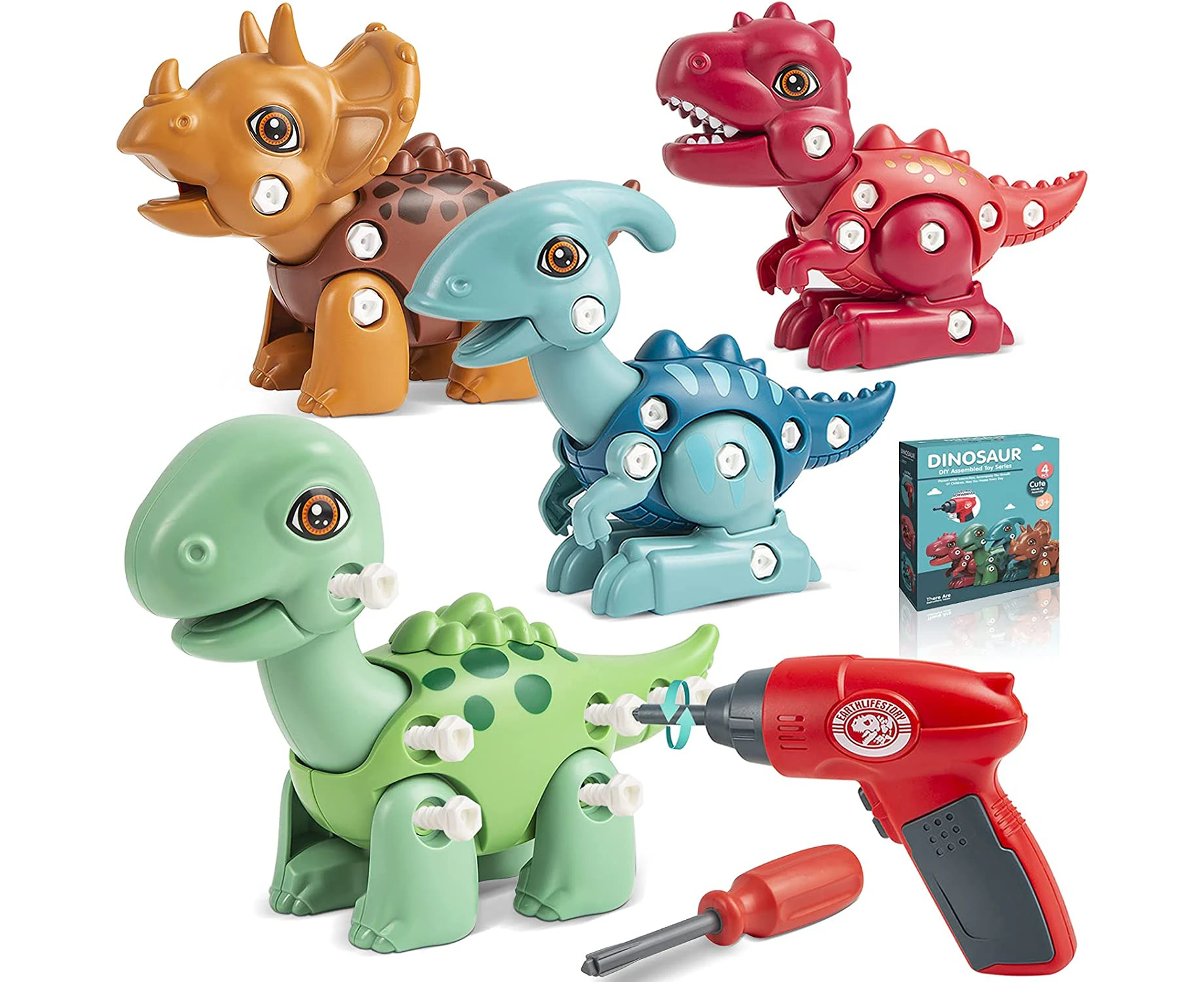 Take Apart Dinosaur Toys for Kids 3-5 5-7,Play Kit STEM Learning Construction Building Kids Toys with Electric Drill（4 in 1）