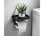 Aluminum Alloy Toilet Paper Holder Shelf With Tray Bathroom Accessories Kitchen Wall Hanging Punch-Free Toilet Paper Roll Holdertype E black