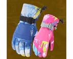 Men Women Kids Winter Outdoor Skiing Cycling Snowboarding Waterproof Ski Gloves - L Rose Red