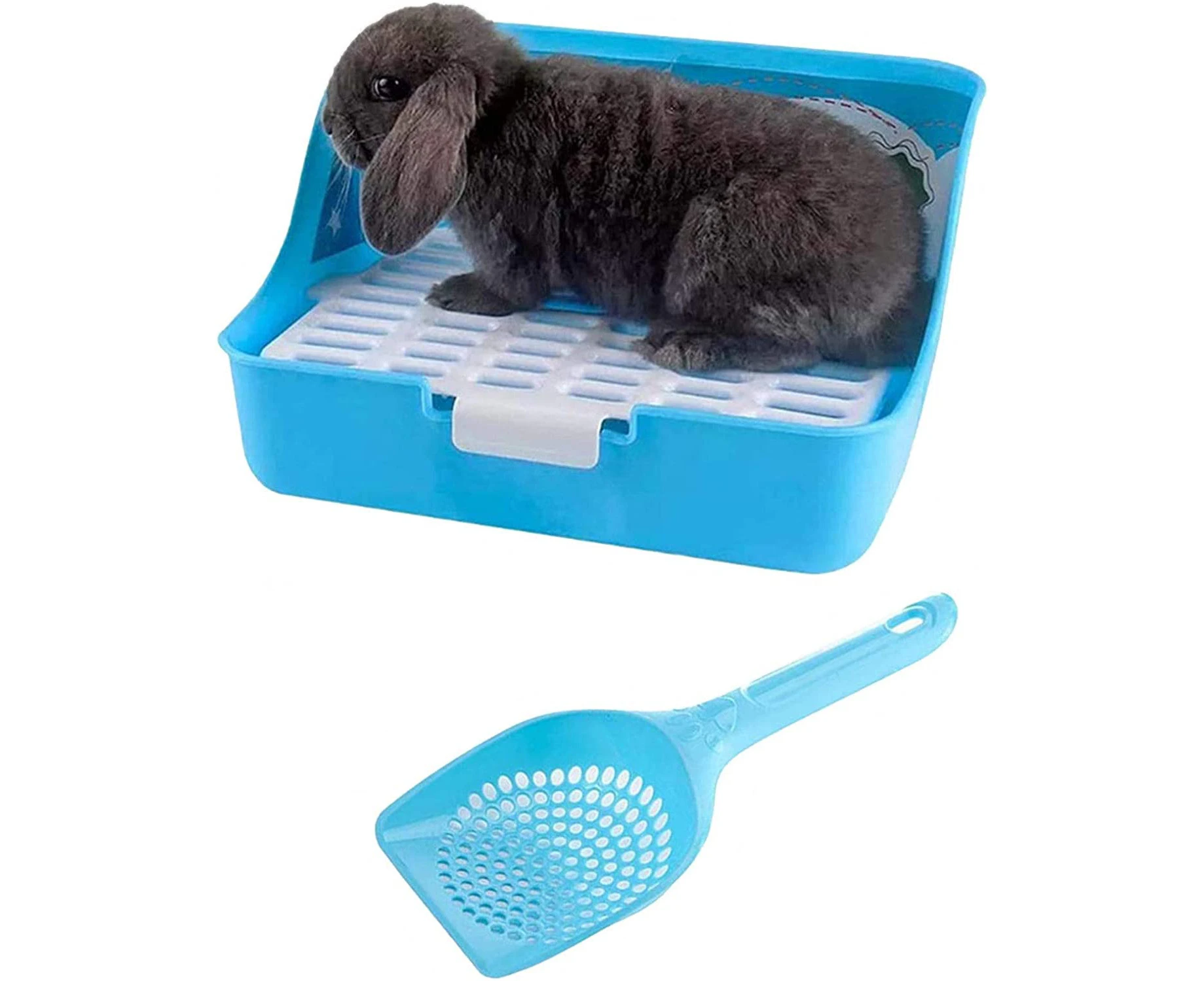 Potty trainer corner litter bedding box for rabbits, chinchillas, guinea pigs, ferrets pet dish.