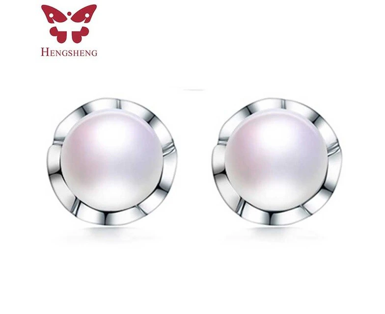 100% Natural Pearl Earrings Cultured Freshwater Pearls with Earring For Women Girl Best Gift, 925 Sterling Silver Earrings 2019