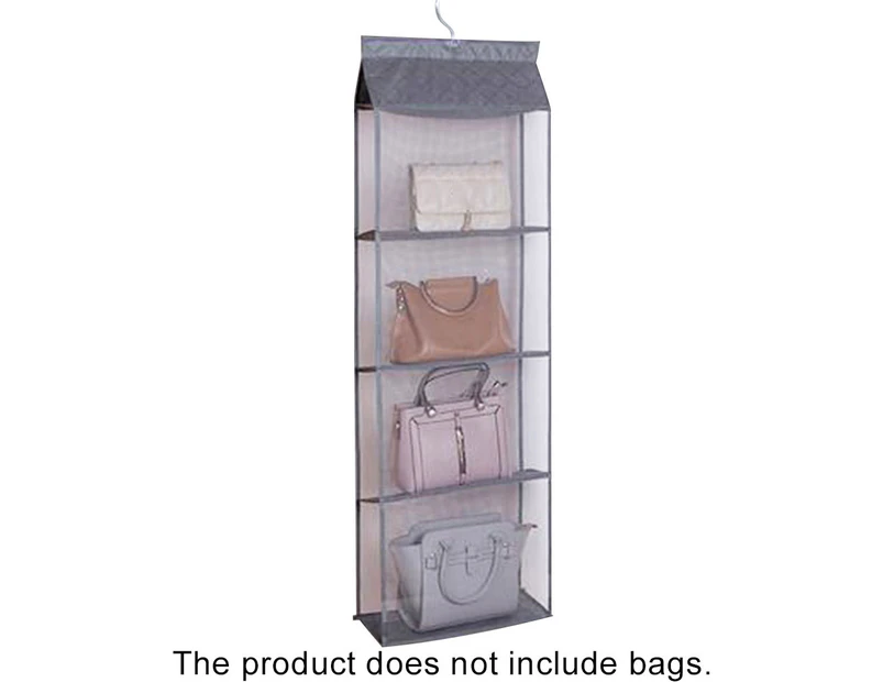 Fufu 2/3/4-Layer Dust-proof Wardrobe Storage Bags Foldable Hanging Holder Organizer-Grey-Four Layer