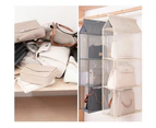 Fufu 2/3/4-Layer Dust-proof Wardrobe Storage Bags Foldable Hanging Holder Organizer-Grey-Four Layer