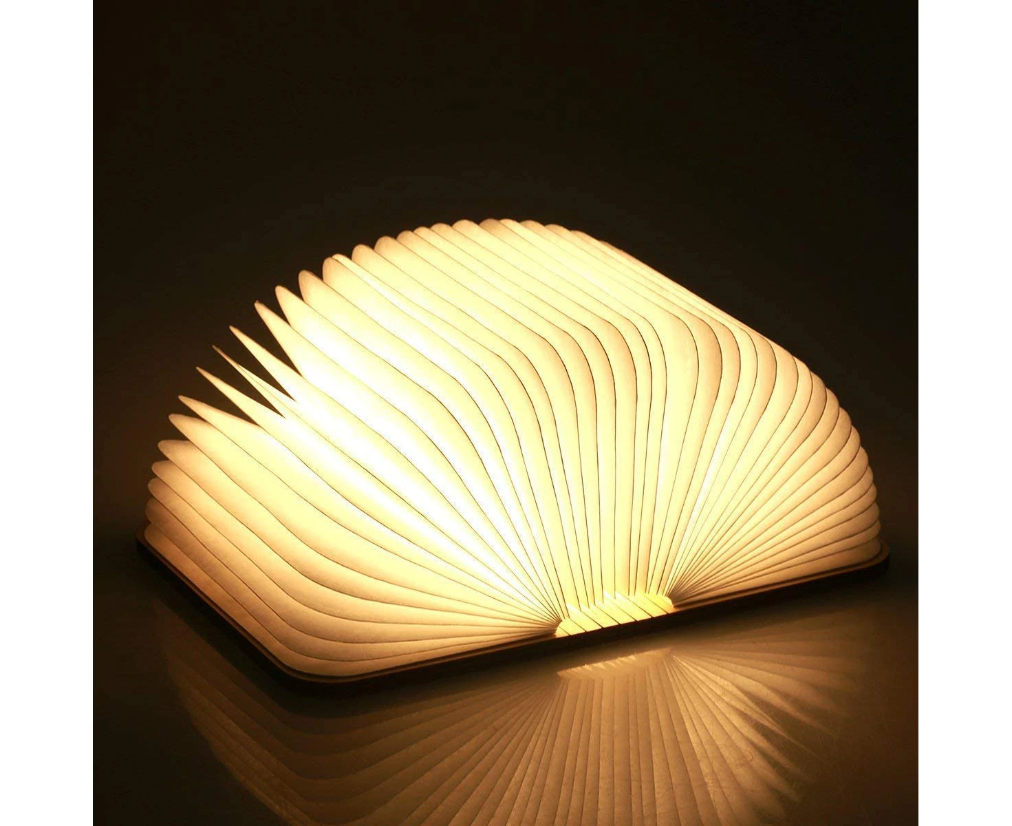 Lamp Book Large Size Folding Mood Light, Novelty LED Night Light, USB Large Capacity Rechargeable Wooden Table Lamp