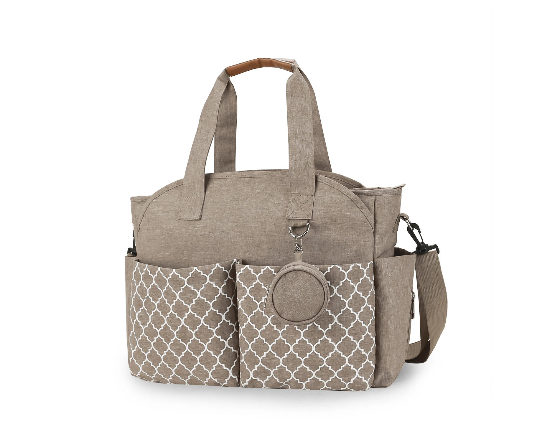 Diaper Bags Pattern Printing Shoulder Messenger Multifunctional Big Bag Maternity Handbag Nappy - Khaki