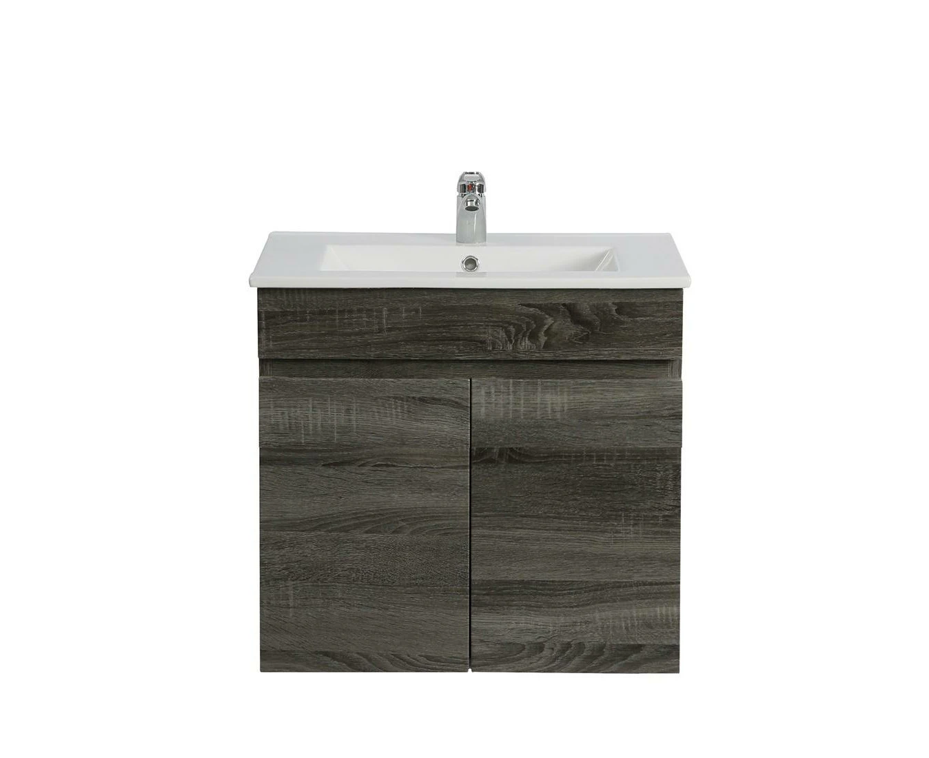 600x460mm Wall Hung Bathroom Vanity 2 Doors Dark Grey MDF Cabinet With Ceramic Top