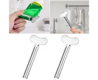 2Pcs Toothpaste Squeezer Multifunctional Labor-saving Reusable Stainless Steel Tube Creams Paint Squeezer Tool for Bathroom - Silver