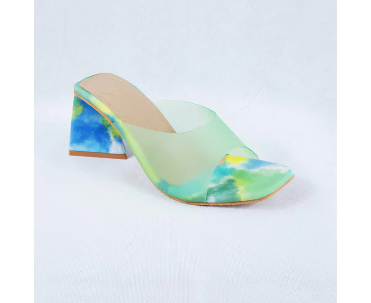 Sabeen Green Block Heel Mules for Women