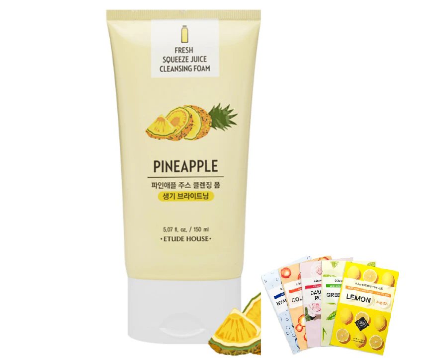 Etude House Fresh Squeeze Cleansing Foam Pineapple 150ml Brightening Daily Face Foaming Cleanser