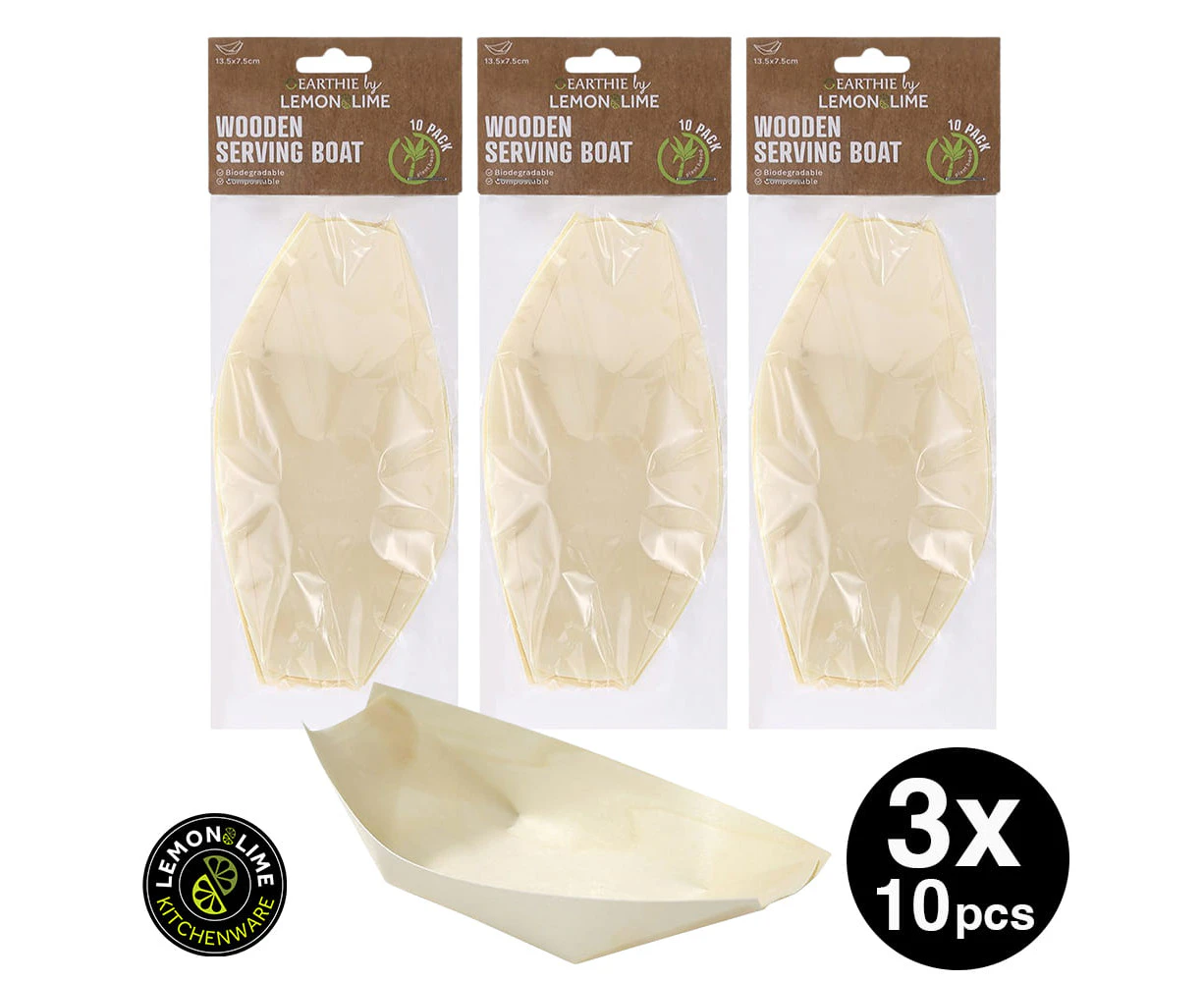 Lemon & Lime ECO WOOD SERVING BOAT 13.5X7.5CM - 24PC