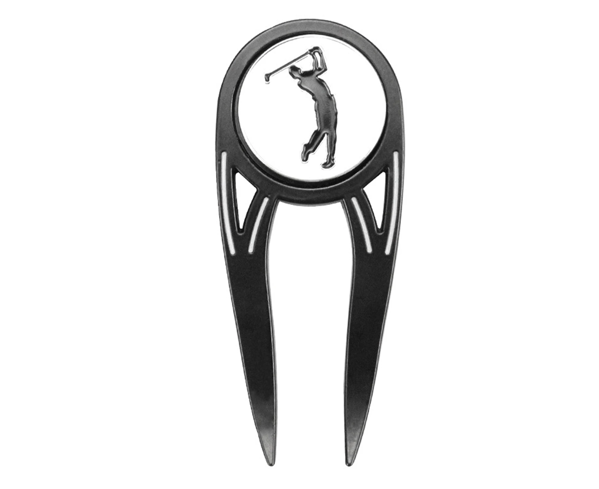 Tough Golf Divot Tool Figure Design Bottle Opener Function Magnetic Absorption Golf Pitch Fork Golf Parts - Black