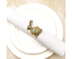 Mbg 6Pcs Napkin Ring Exquisite Novelty Design Alloy Eye-catching Halloween Christmas Easter Bunny Napkin Ring for Dinner-Antique Gold - Antique Gold