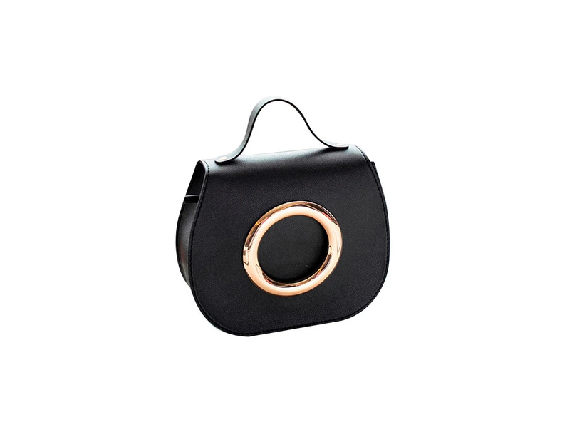Women's fashion solid color leather Messenger bag shoulder bag chest bag leather handbag women's handbag pink bag - Black
