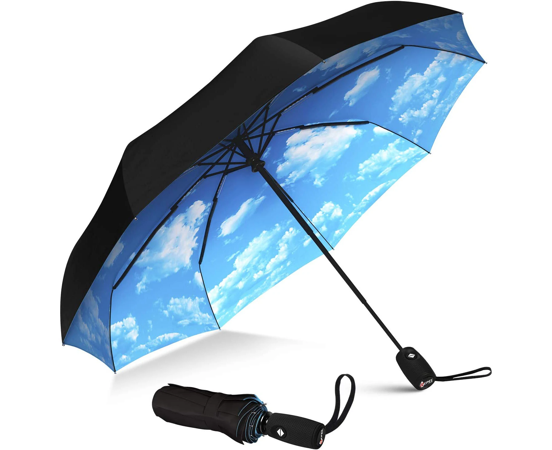 Umbrella Windproof Travel Umbrella - Wind Resistant, Small Folding Backpack Umbrella for Rain