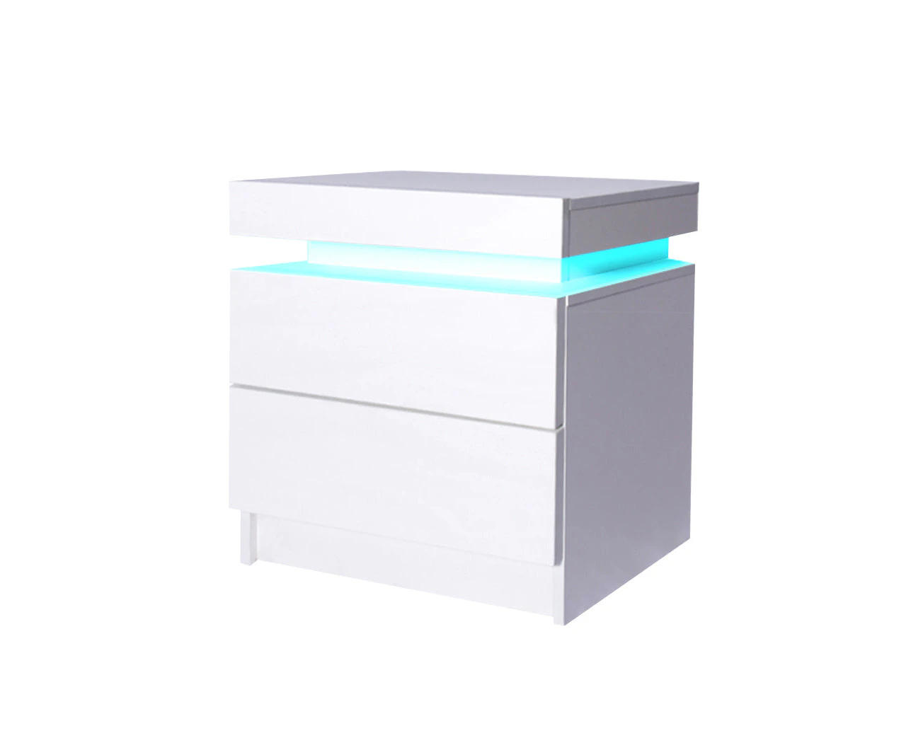 Bedside Tables Drawers Rgb Led Storage Cabinet High Gloss Nightstand