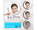 Wall Mount Makeup Mirror, 10X Magnifying Two Side LED Lighted Vanity Mirror for Bathroom, 360° Rotatable, USB Rechargeable